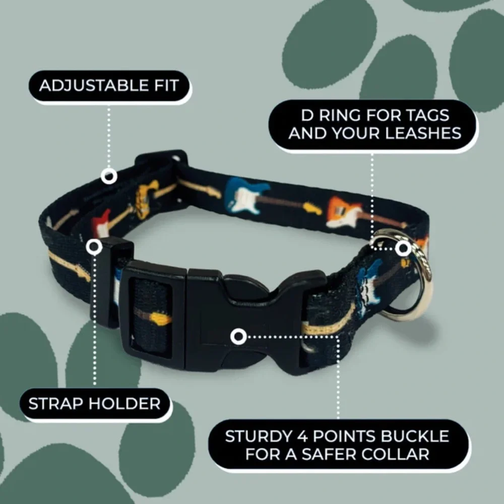 Medium-Perri's Pet Products Dog Collars FENDER GUITARS ADJUSTABLE DOG COLLAR